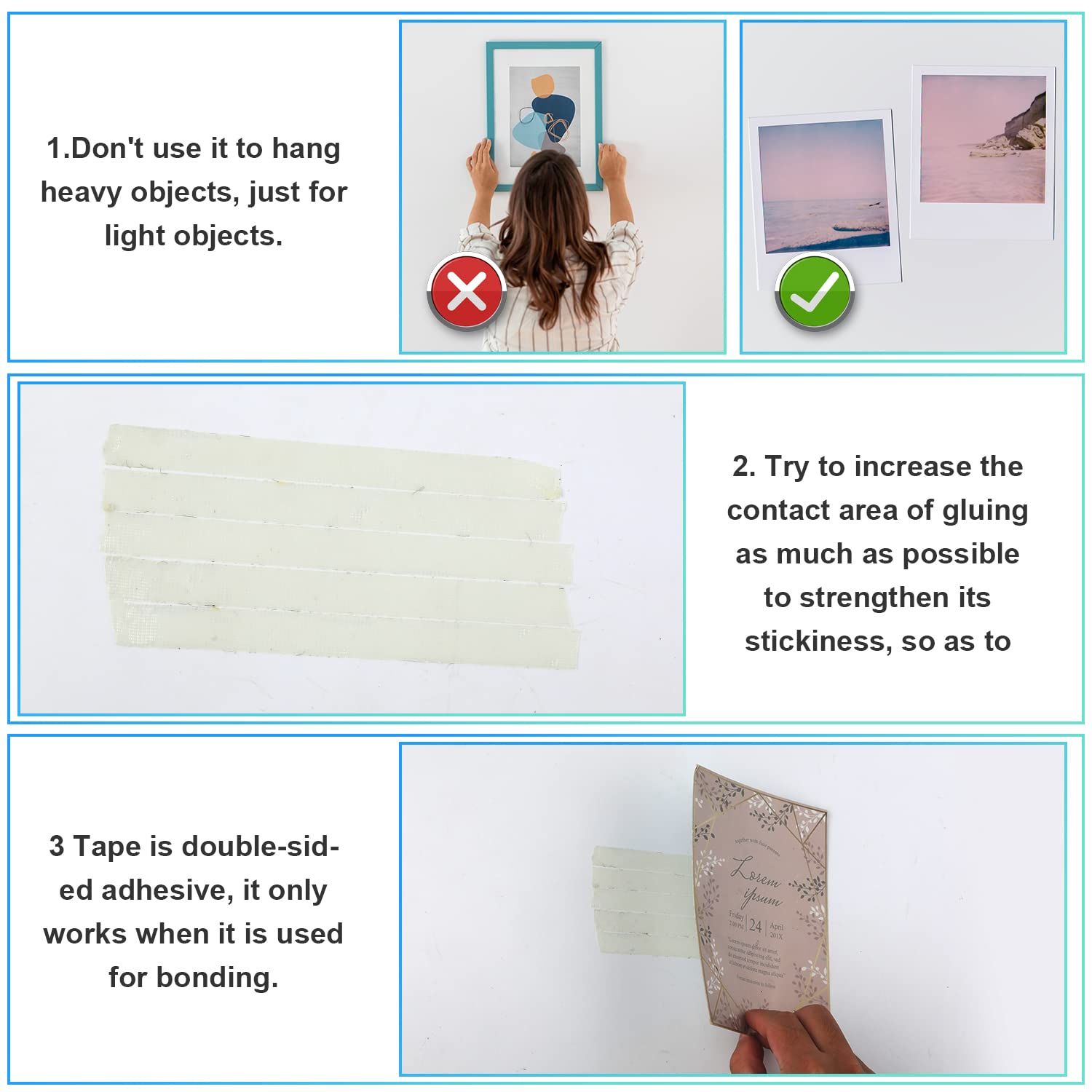 Double Sided Tape, Multifunctional Super Sticky Clear Carpet Adhesive Strong view 2
