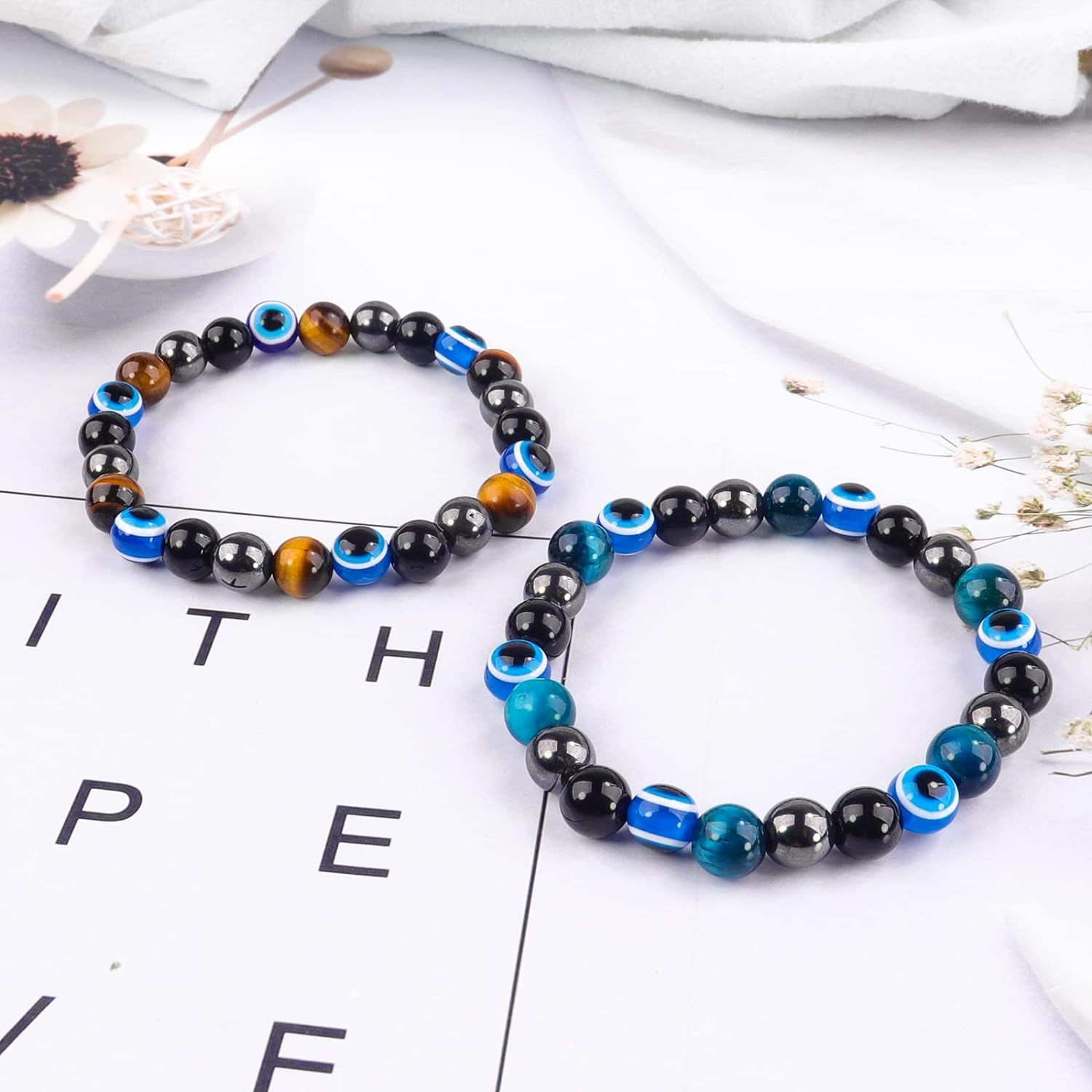 Triple Protection Bracelet bracelet and Black Beads Bracelet for Men Women view 4