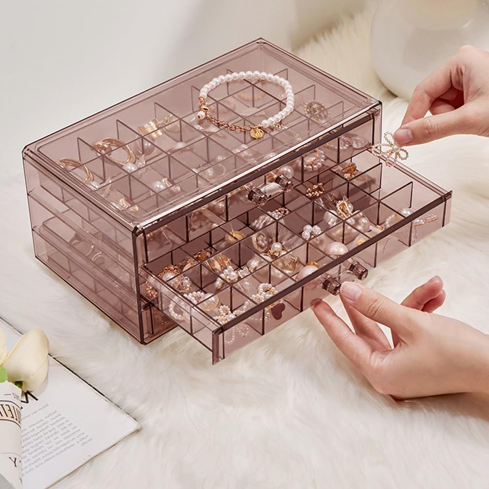 Earring Storage Box Organizer 3 Drawers Acrylic Jewelry Storage Box Holder view 2