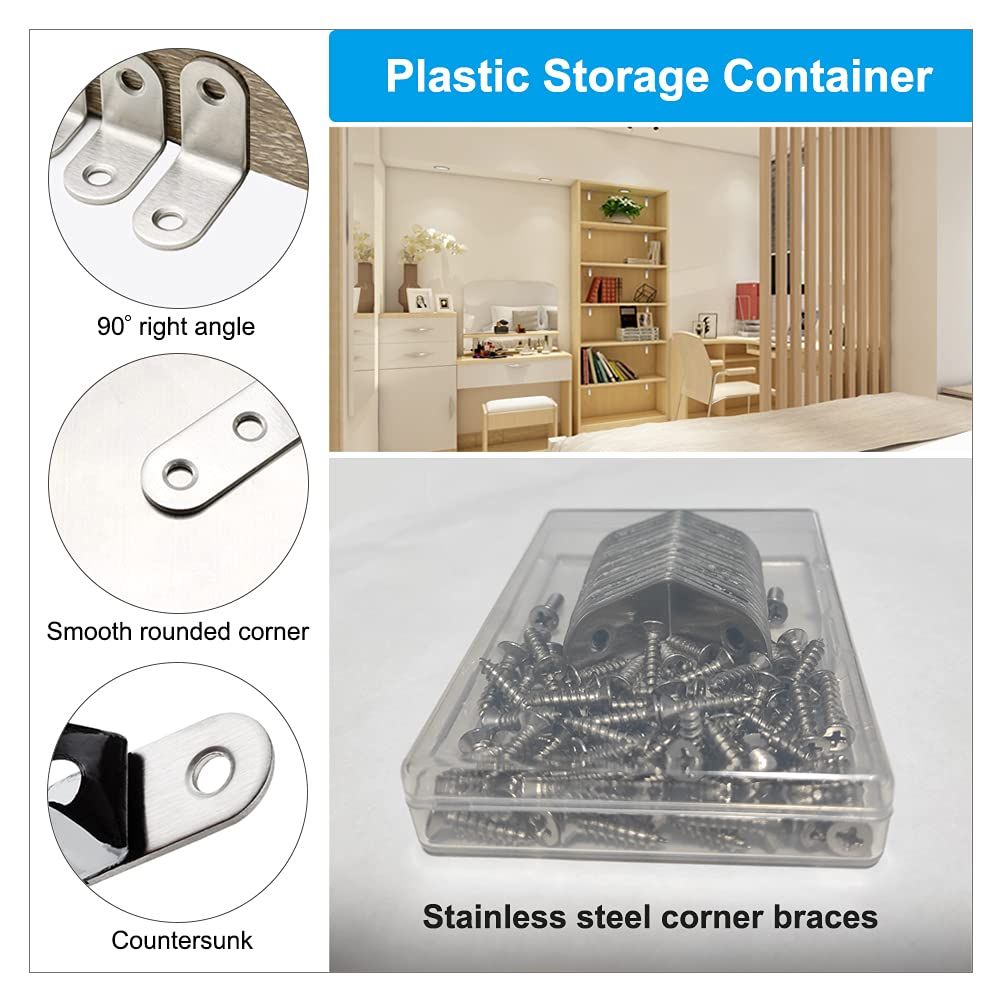 20 PCS Corner Braces 25mm x 25mm Stainless Steel 90 Degree Joints Right Angle view 3