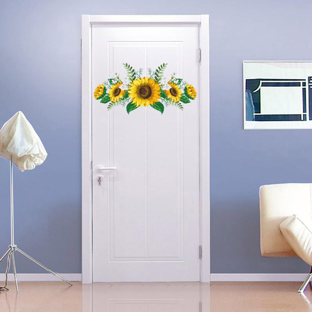 Wall Stickers Sunflower Floral Removable Wall Decals for Walls Door Peel and view 4