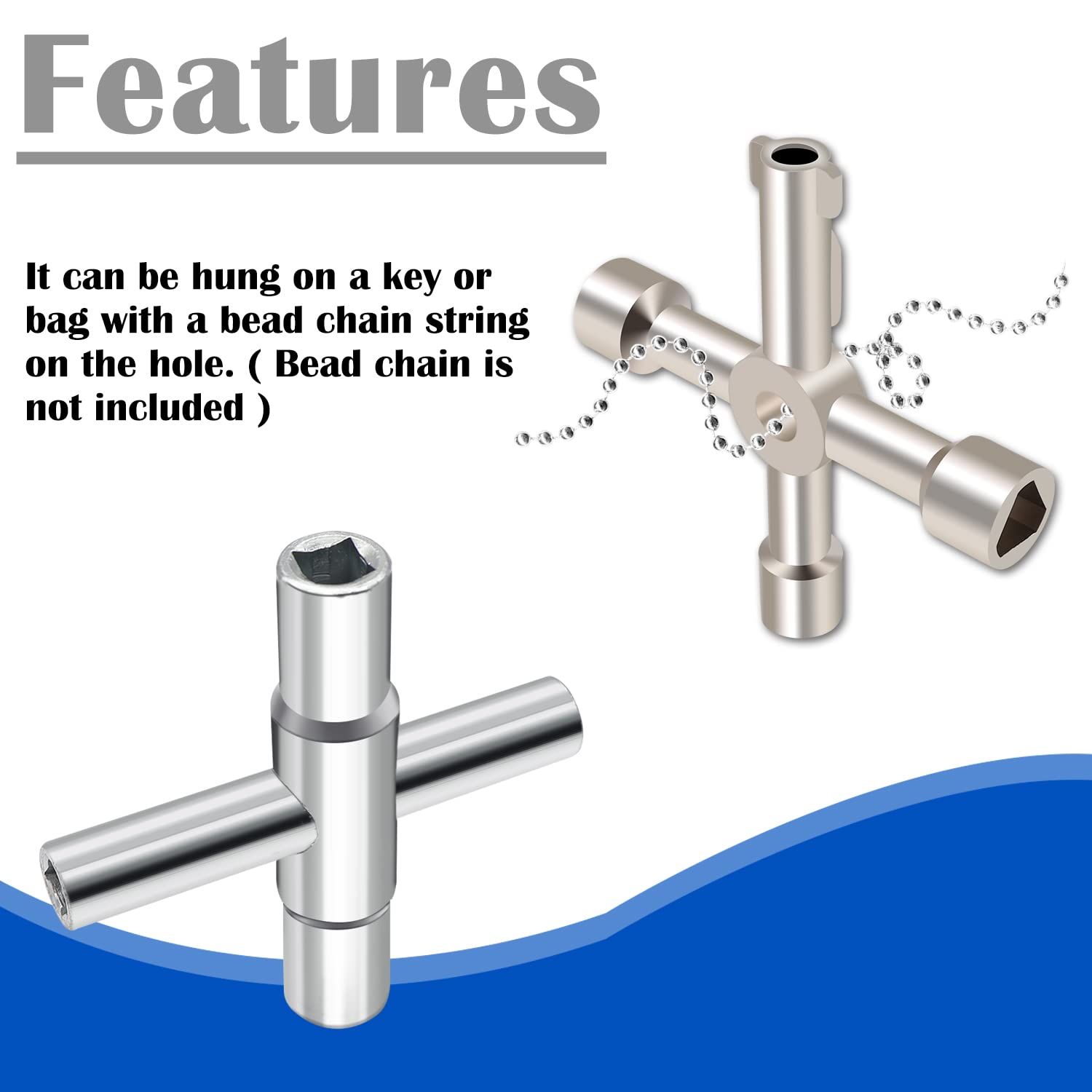 2PCS 4 Way Sillcock Key Wrench Set Water Key view 3