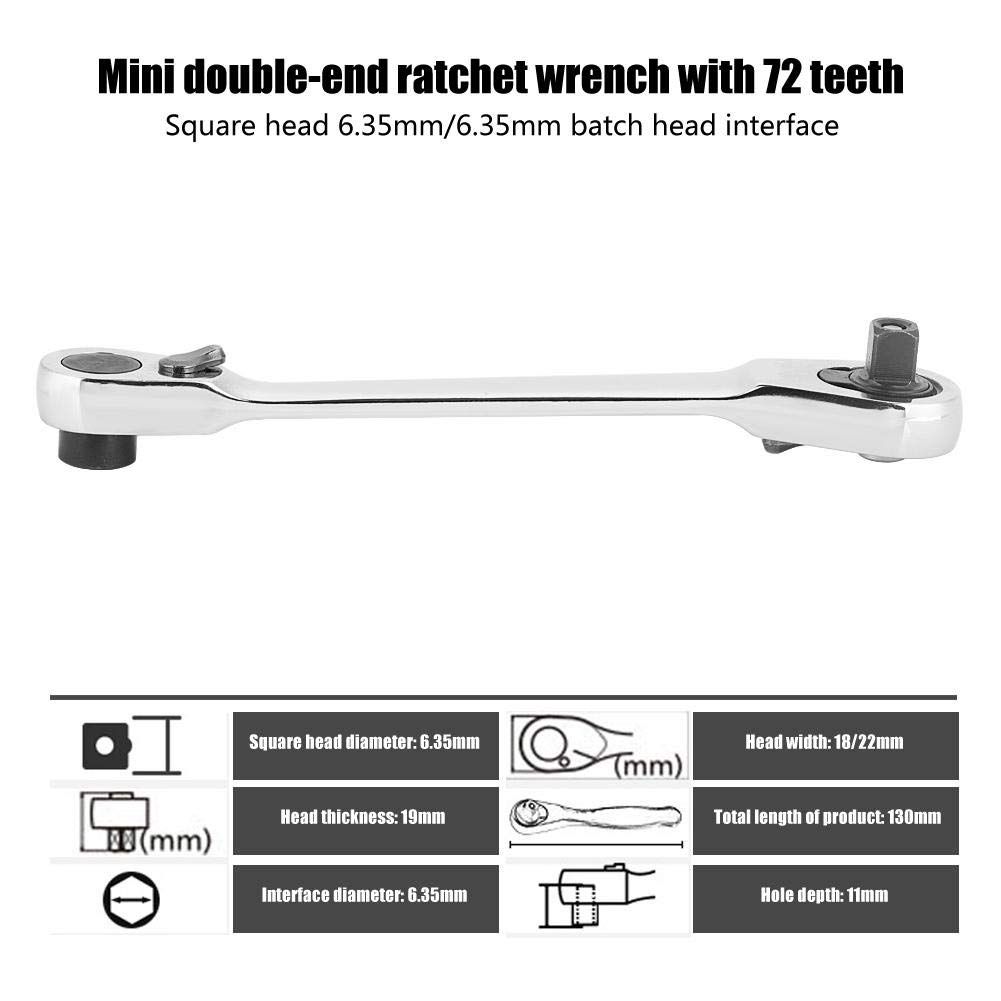 1/4" Inch Mini Ratchet Wrench 72 Teeth Drive Ratchet Wrench Tool Allen Wrench