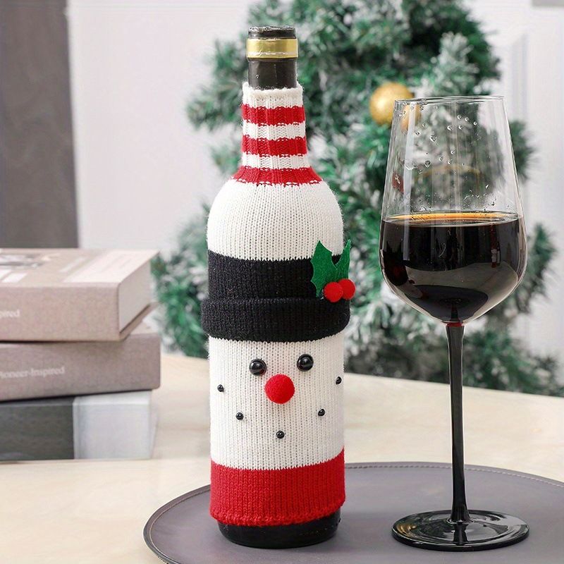 ChristmaWine Bottle Cover Christmas Decorations Old Man Reindeer Snowman view 2