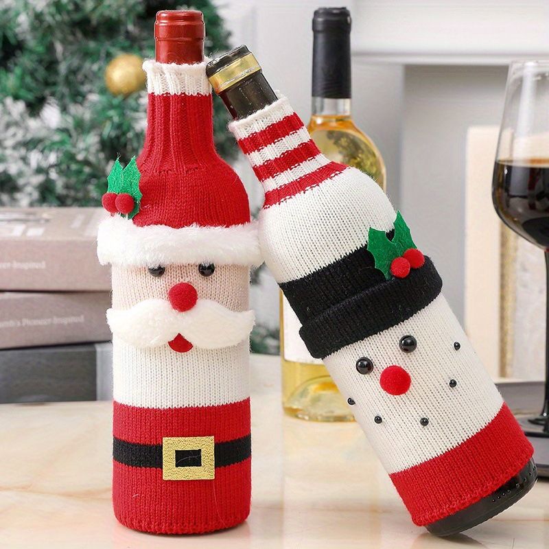 ChristmaWine Bottle Cover Christmas Decorations Old Man Reindeer Snowman view 3