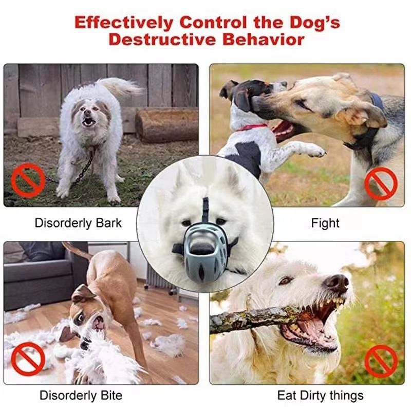 Dog Muzzle, Silicone Breathable Basket Muzzles and Dogs, Prevent Barking view 4