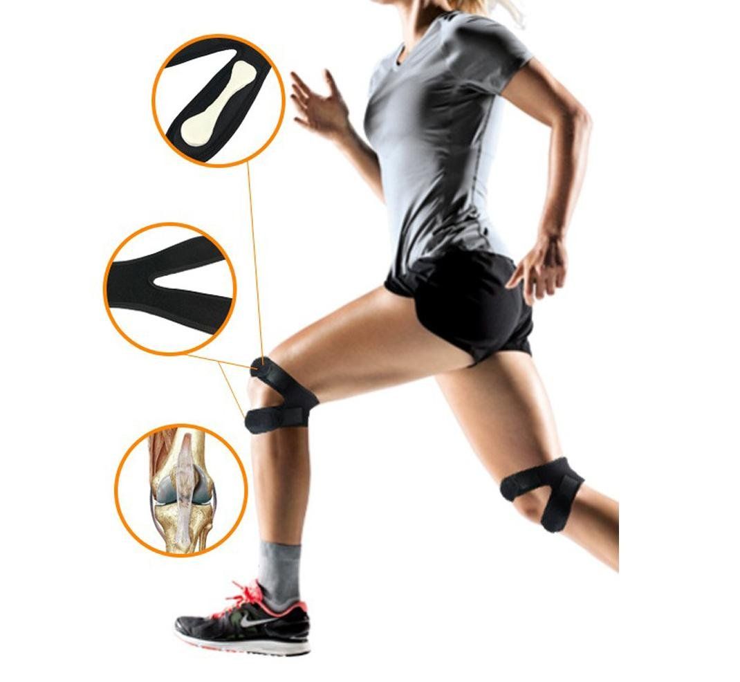 2 Count Double Knee Strap Knee Brace Support Silicone Insert Adjustable view 2