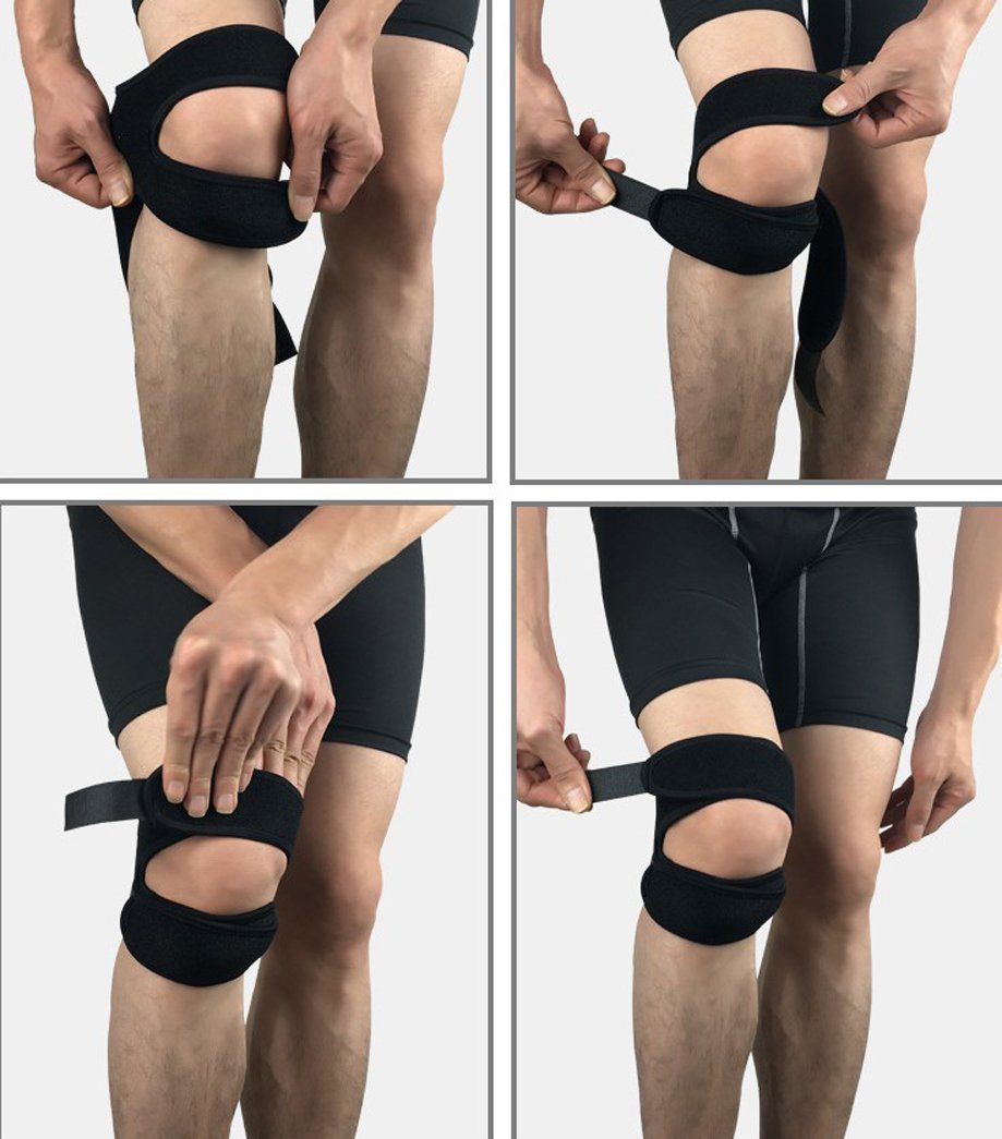 2 Count Double Knee Strap Knee Brace Support Silicone Insert Adjustable view 4