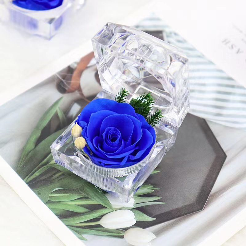 Preserved Rose Real Forever Rose in Mini Clear Ring Box view 4