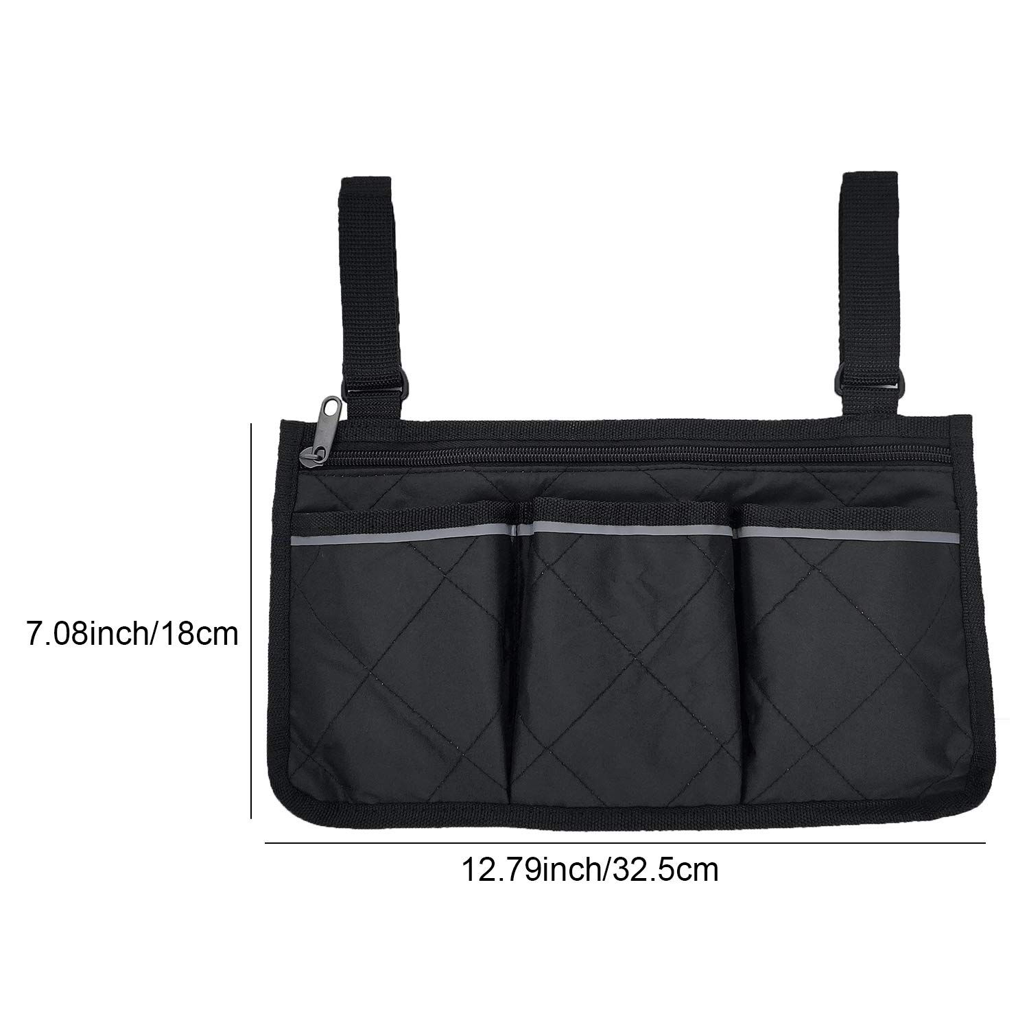 Wheelchair Side Bag, Waterproof Armrest Pouch Bag with Black Bright Line view 2