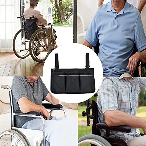 Wheelchair Side Bag, Waterproof Armrest Pouch Bag with Black Bright Line view 3