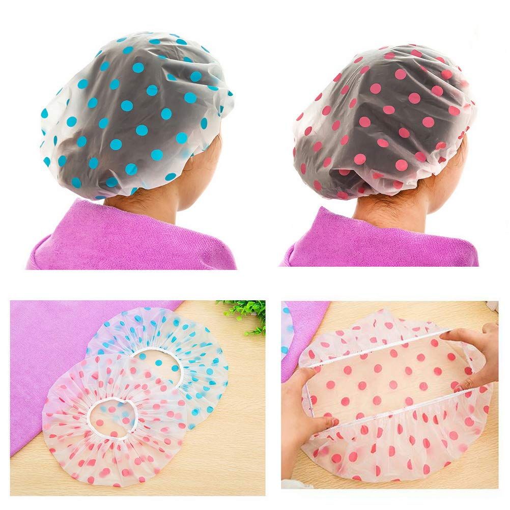 large plastic shower caps for women reusable waterproof hair cap for shower (3