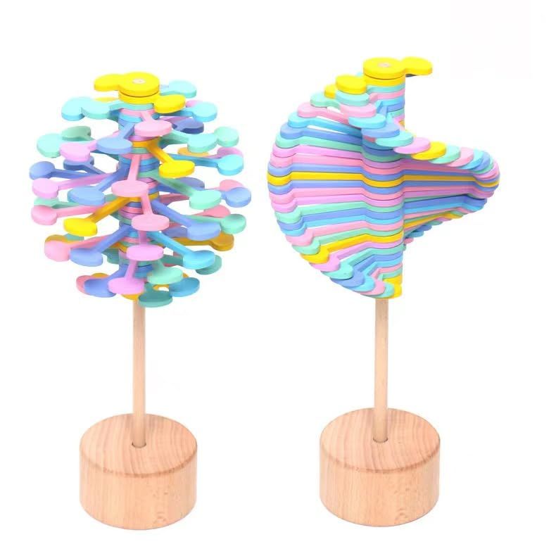 2 Pack Wooden Lollipop Decompression Toy Decorations Sensory Magic Rotating — image 1
