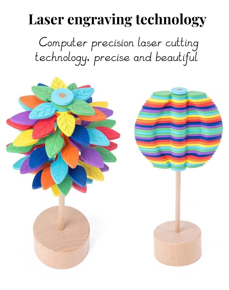 2 Pack Wooden Lollipop Decompression Toy Decorations Sensory Magic Rotating view 4