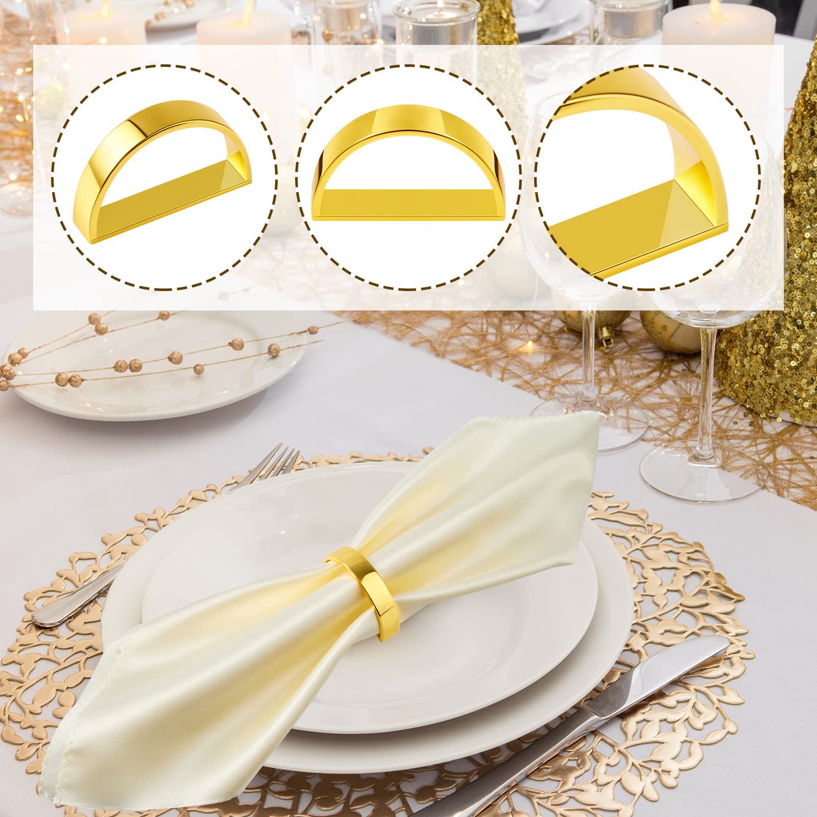 10 Pcs Stainless Steel Napkin Rings Metal Napkin Ring Holders Modern Ring view 3