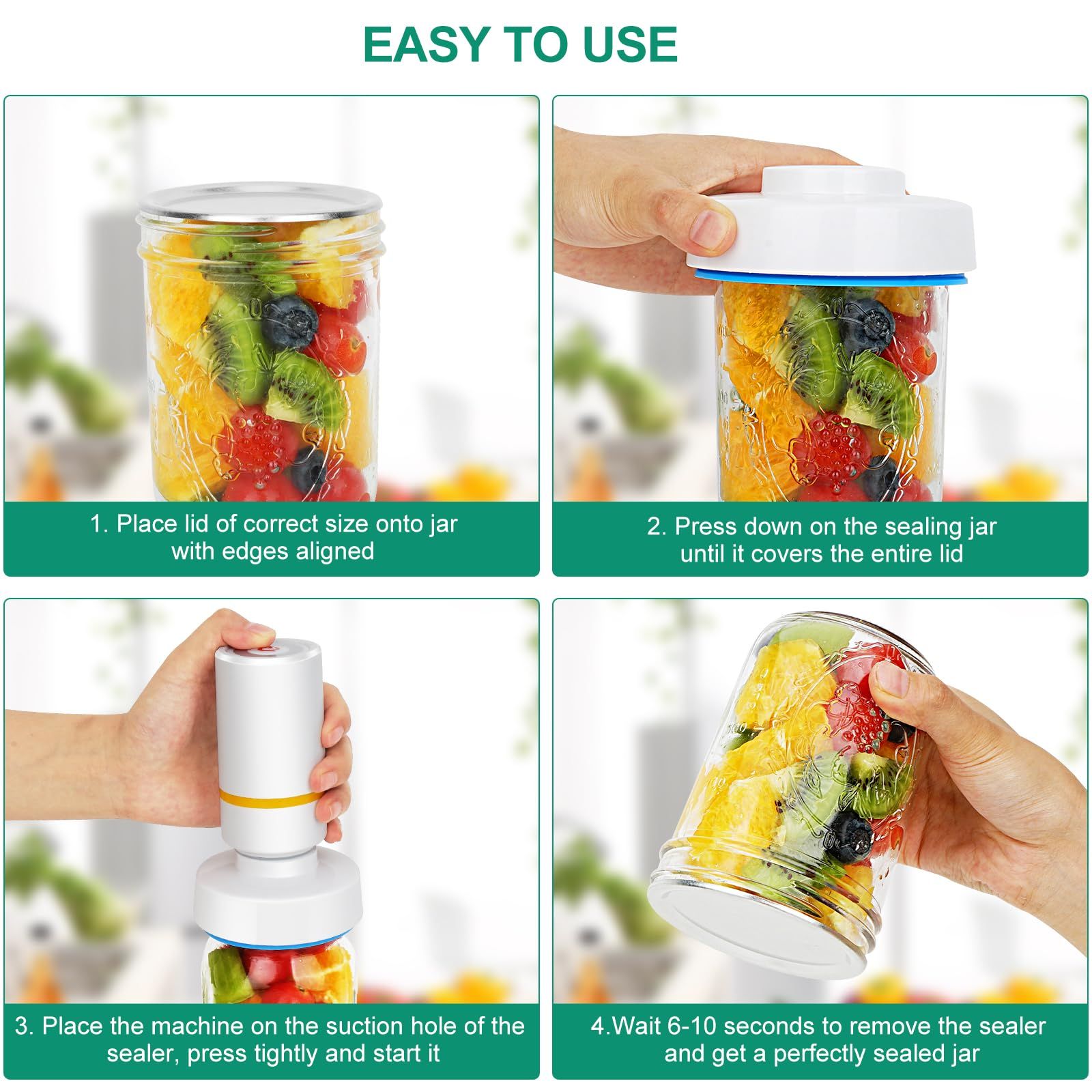 Vacuum Sealer, Electric Vacuum Sealer Kit with Wide and Regular Mouth Mason view 2