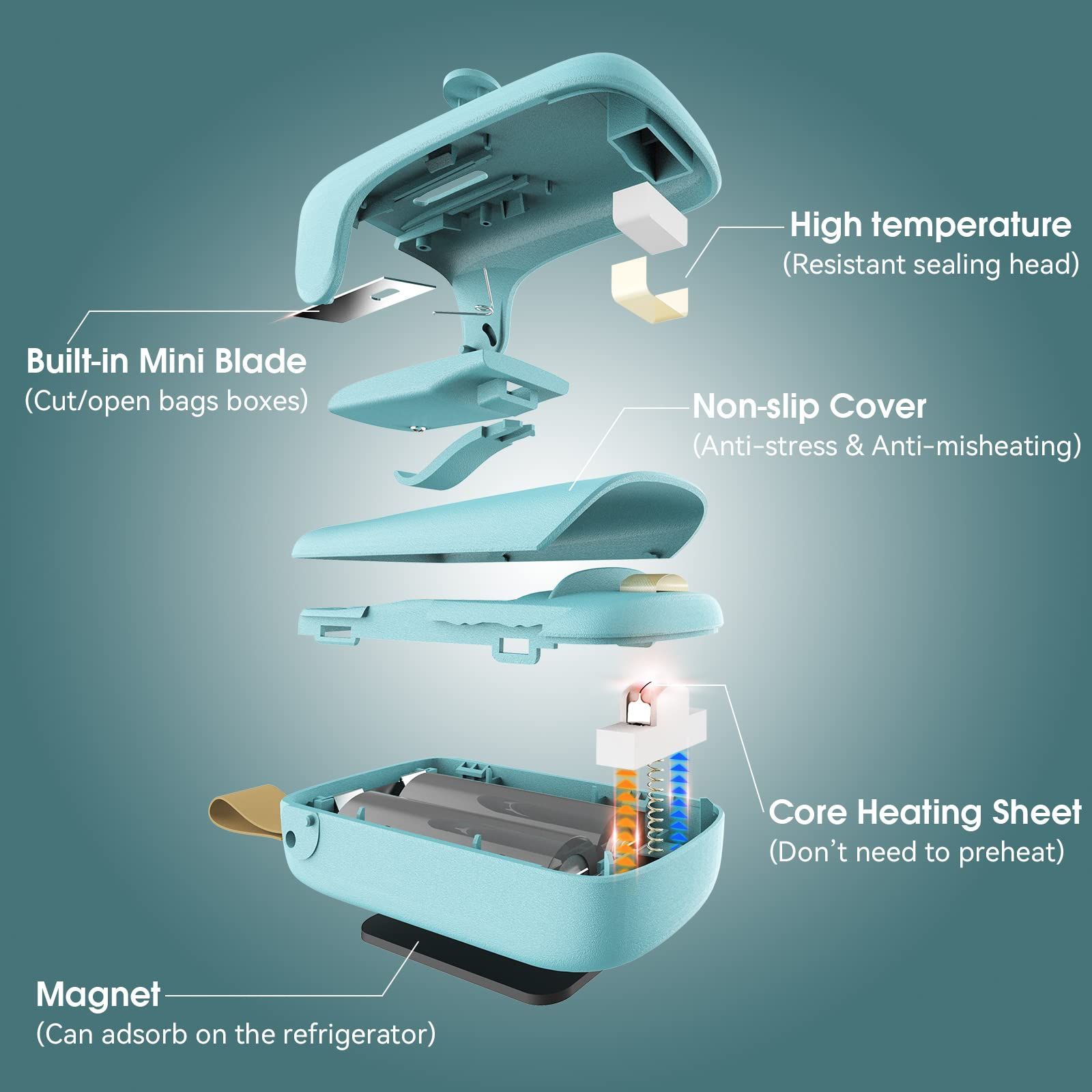 Mini Bag Sealer, Handheld Heat Vacuum Sealer, 2 in 1 Sealer and Cutter with — image 1