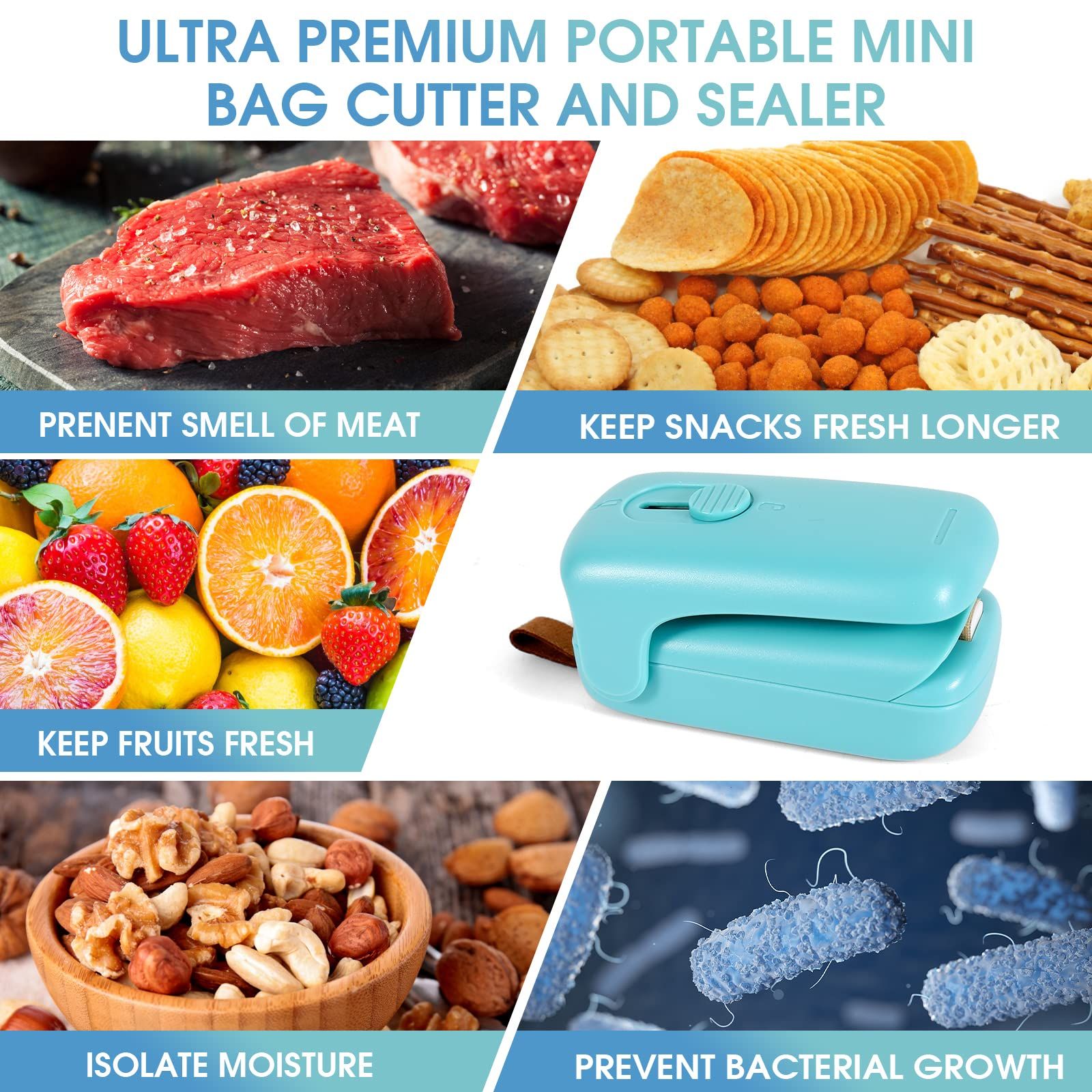 Mini Bag Sealer, Handheld Heat Vacuum Sealer, 2 in 1 Sealer and Cutter with view 4
