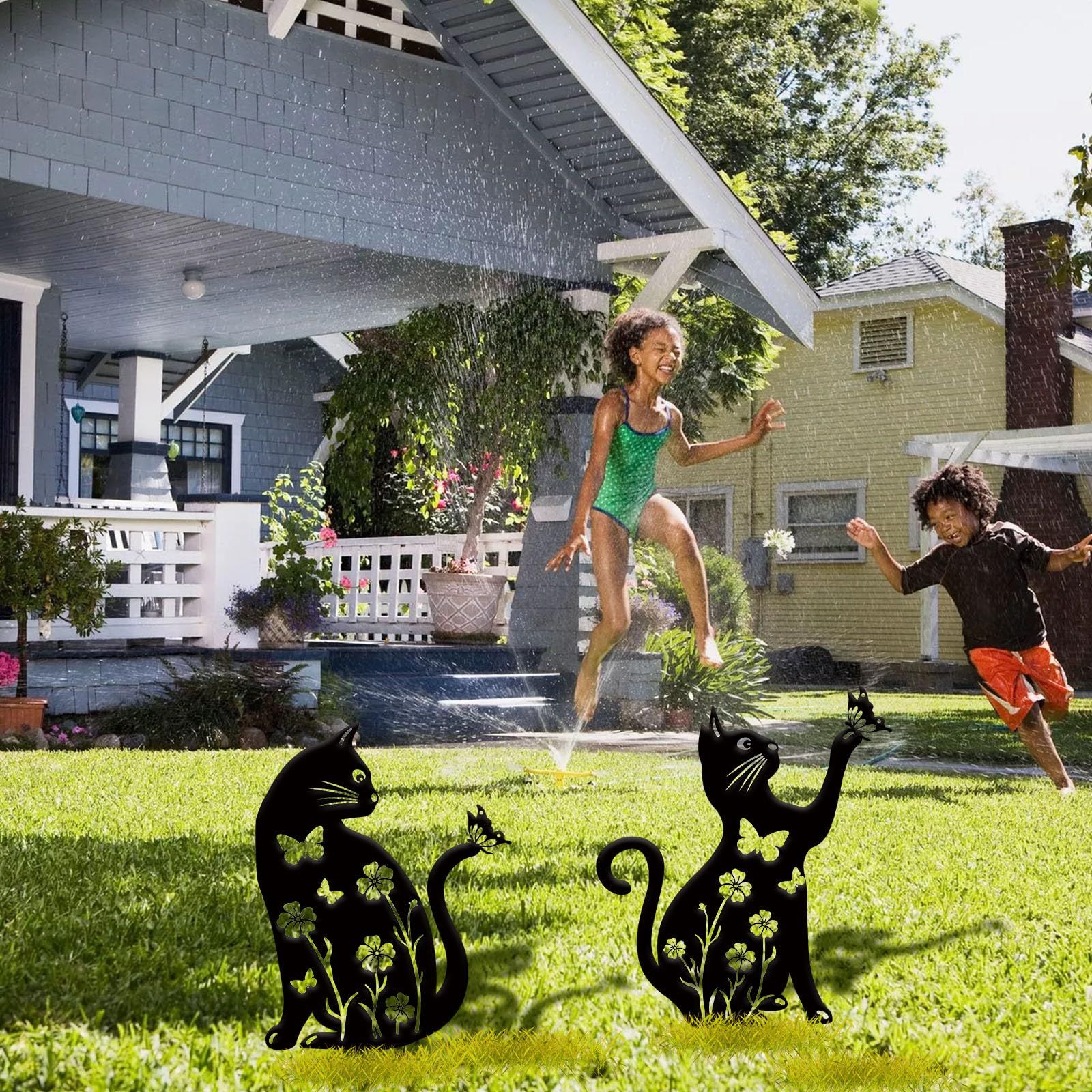 Metal Cat Stakes Cat Decorative Garden Stakes view 2