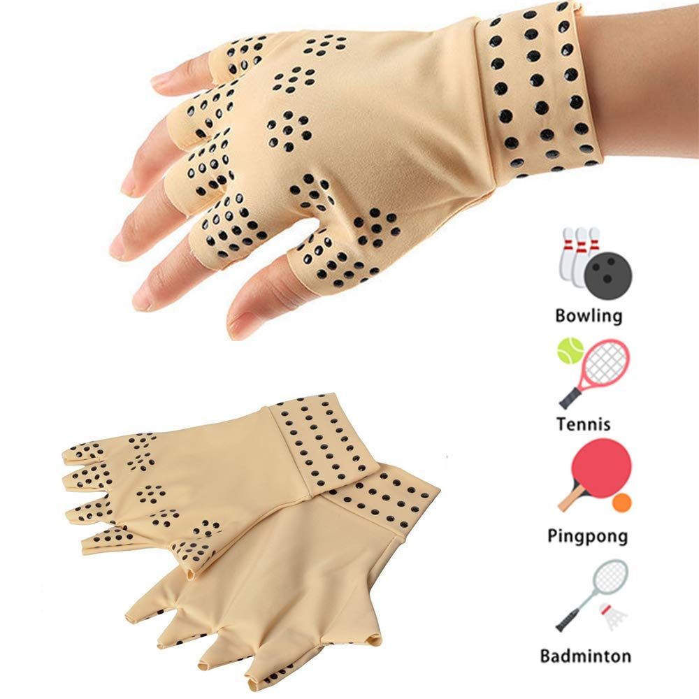 2 Pairs Compression Gloves Magnetic Anti-Arthritis Fingerless Gloves Relief view 2