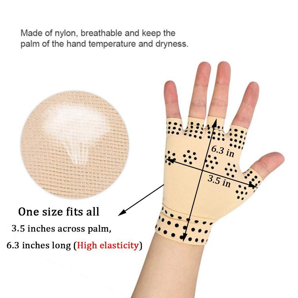 2 Pairs Compression Gloves Magnetic Anti-Arthritis Fingerless Gloves Relief view 3