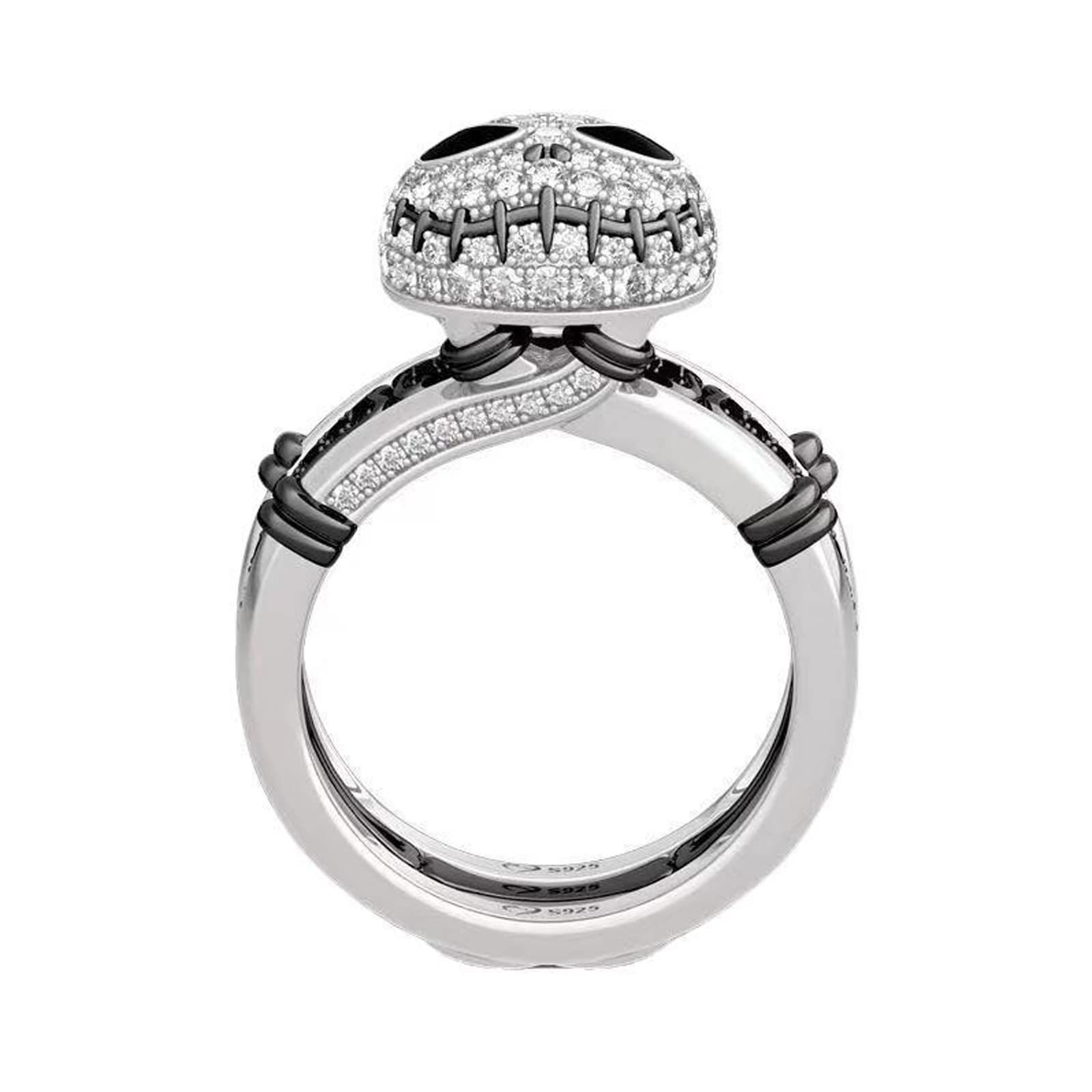 Skull Cute Halloween Rings Christmas Ring Black and White Nightmare Before — image 1