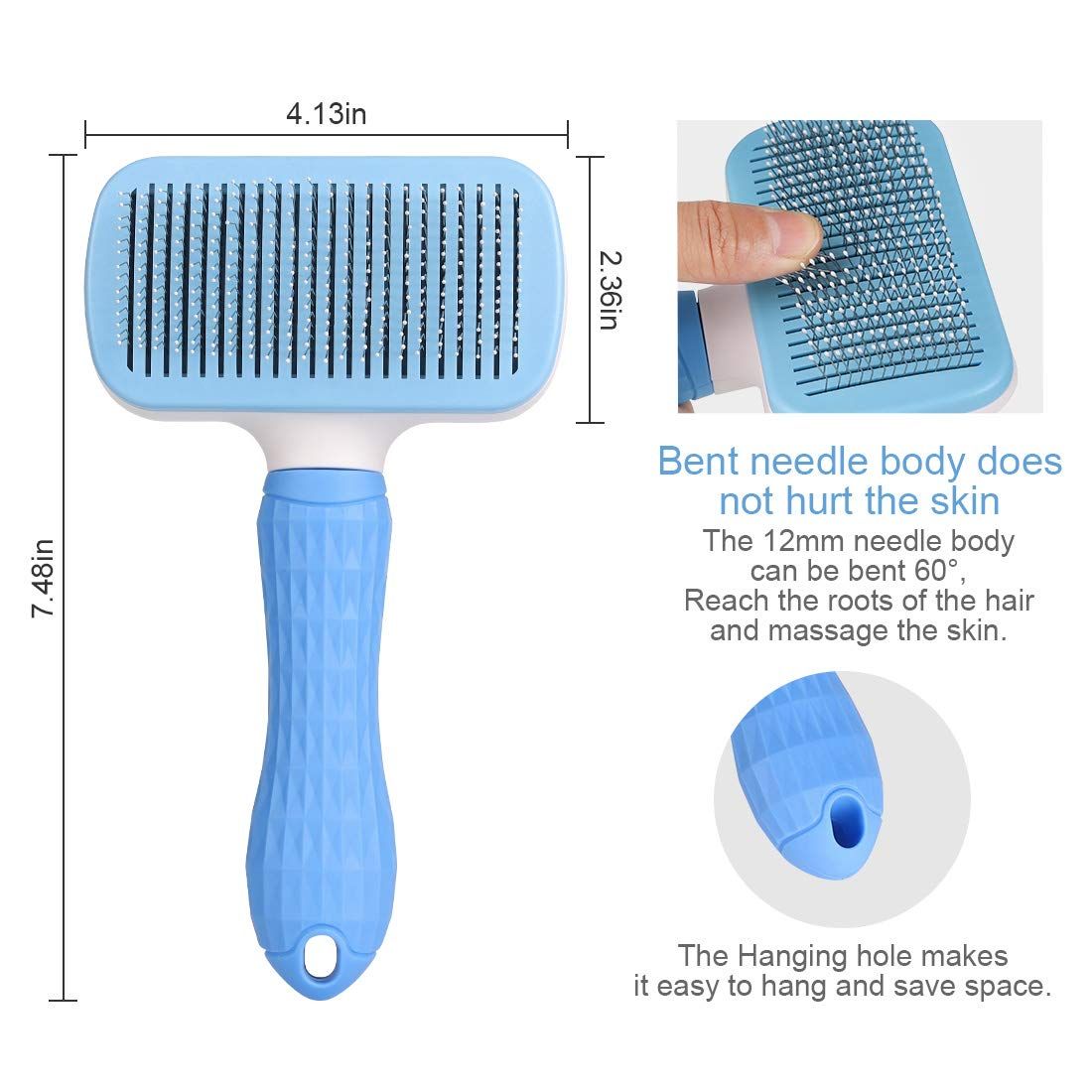 Self Cleaning Brush,Dog Brush & Cat Brush with Massage Particles,Removes Loose view 5