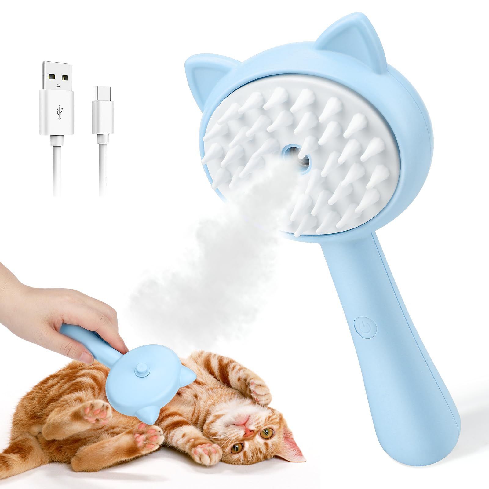3 In1 Steamy Cat Brush for Shedding