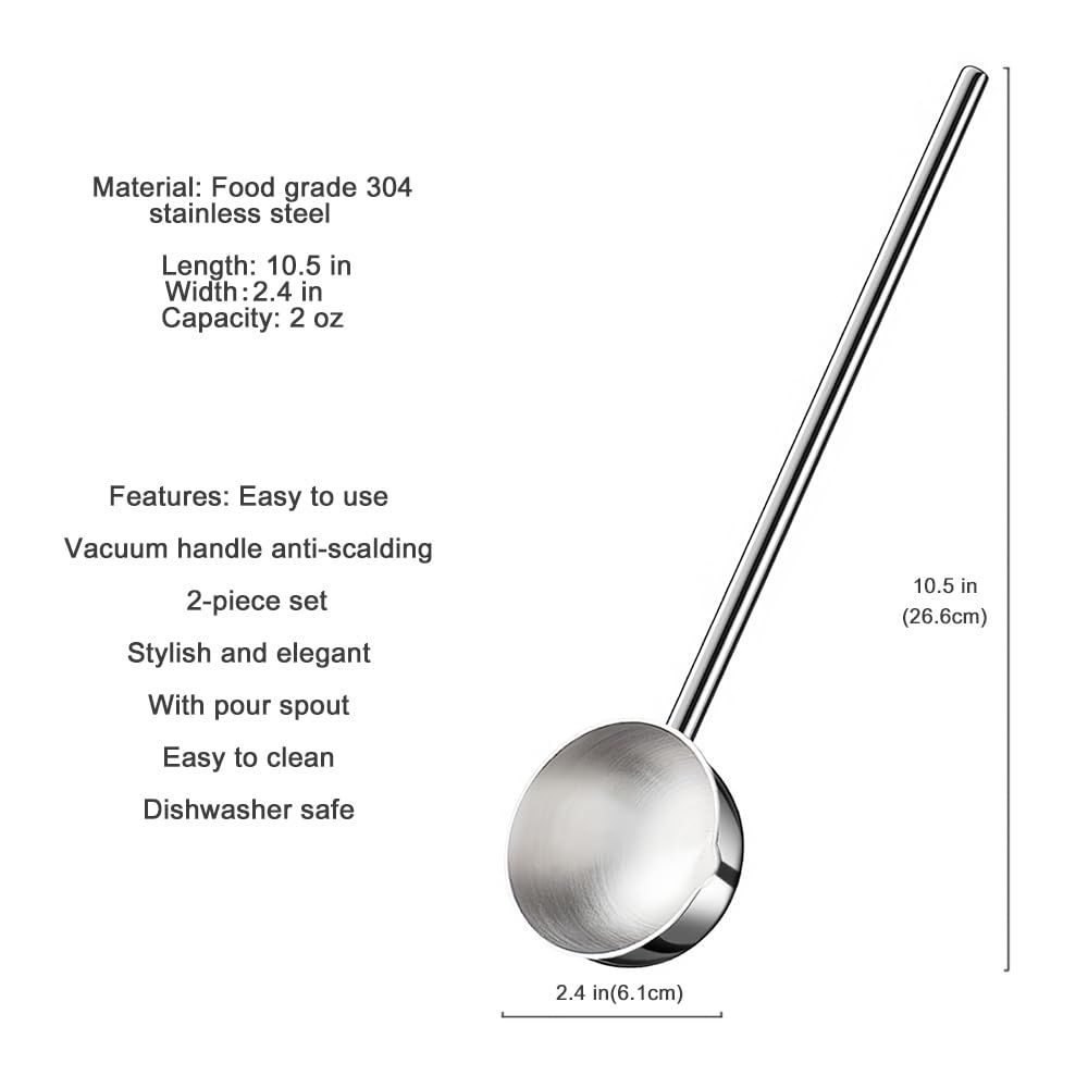 Small Soup Ladle SUS304 Stainless Steel Metal Deep Spoon With Pour Spout 2 oz view 2