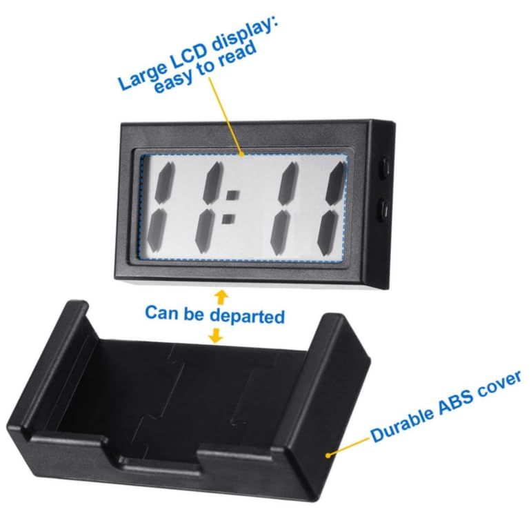 Small Digital Clock， with Jumbo LCD Time & Day Display，Mini Automotive Small view 2