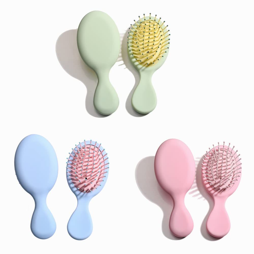 3Pcs Hair Brushes Portable Mini Detangler Brushes Oval Massage Combs Small