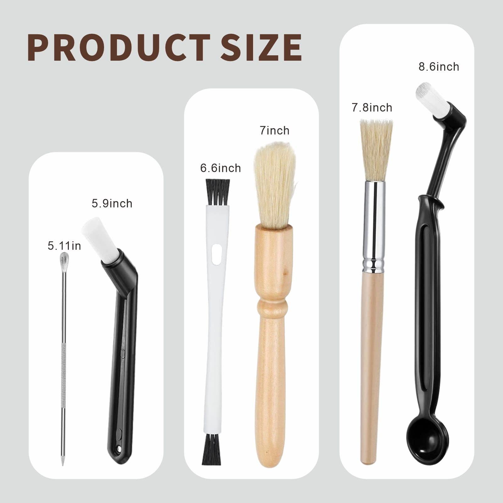 Coffee Machine Cleaning Brush with Spoon Tool Set for Espresso Machine Group Head view 2