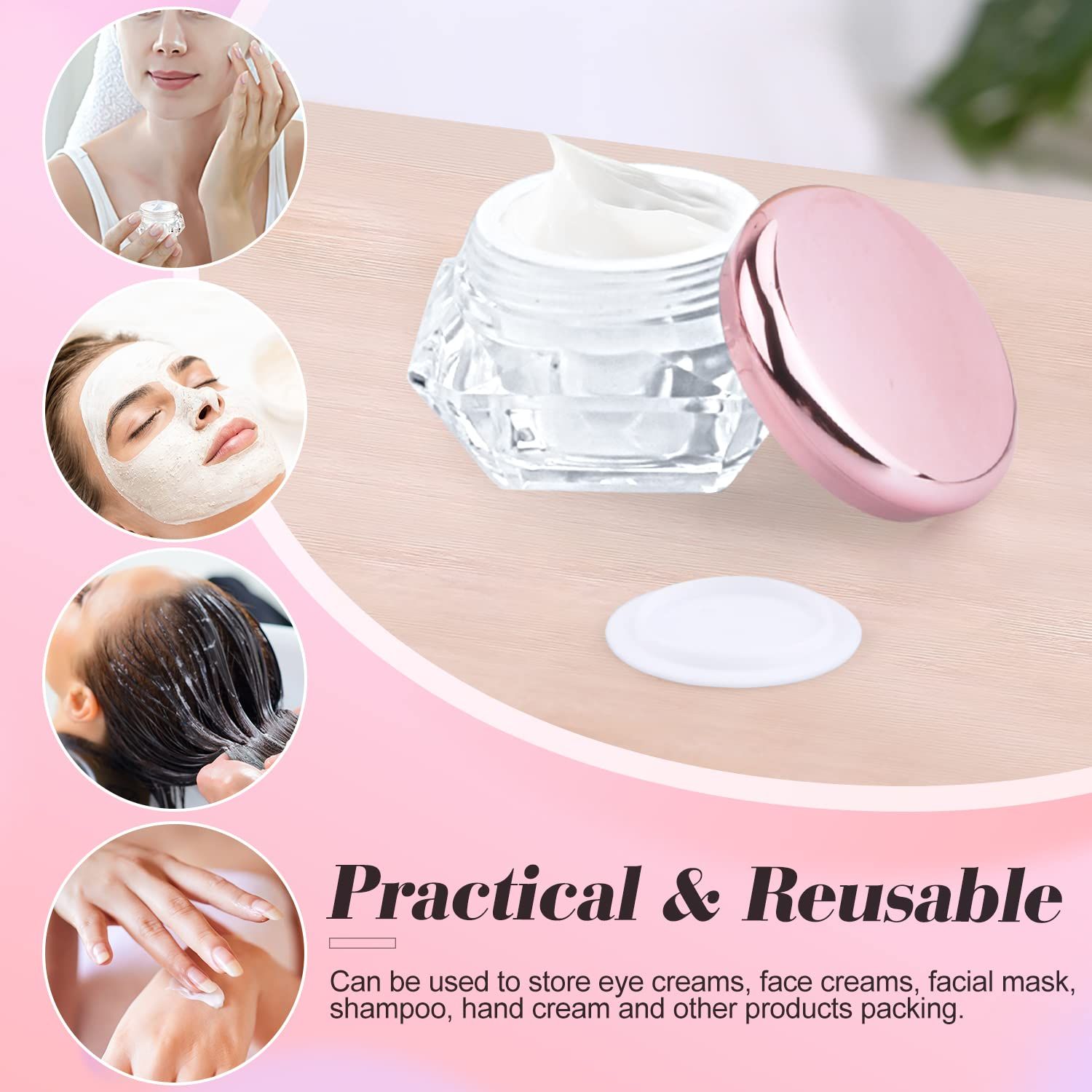 12 Pack 10g Plastic Cream Jars Cosmetic Container Refillable Sample Pot view 2