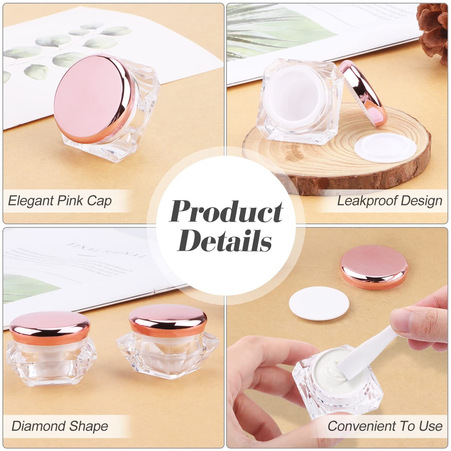 12 Pack 10g Plastic Cream Jars Cosmetic Container Refillable Sample Pot view 3