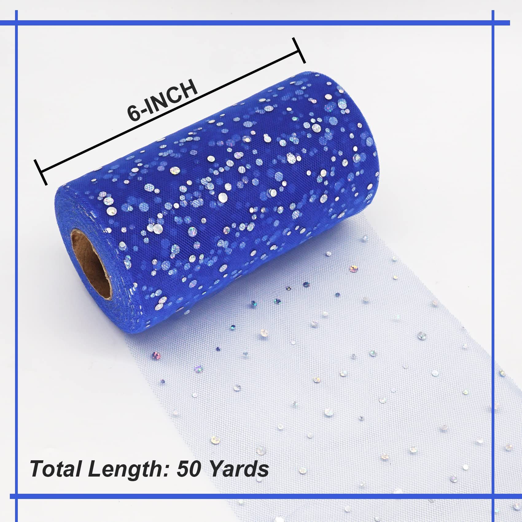 Glitter Tulle Fabric Rolls 6 Inch 50 Yards (150ft) Sparkling Ribbon Sequin view 2