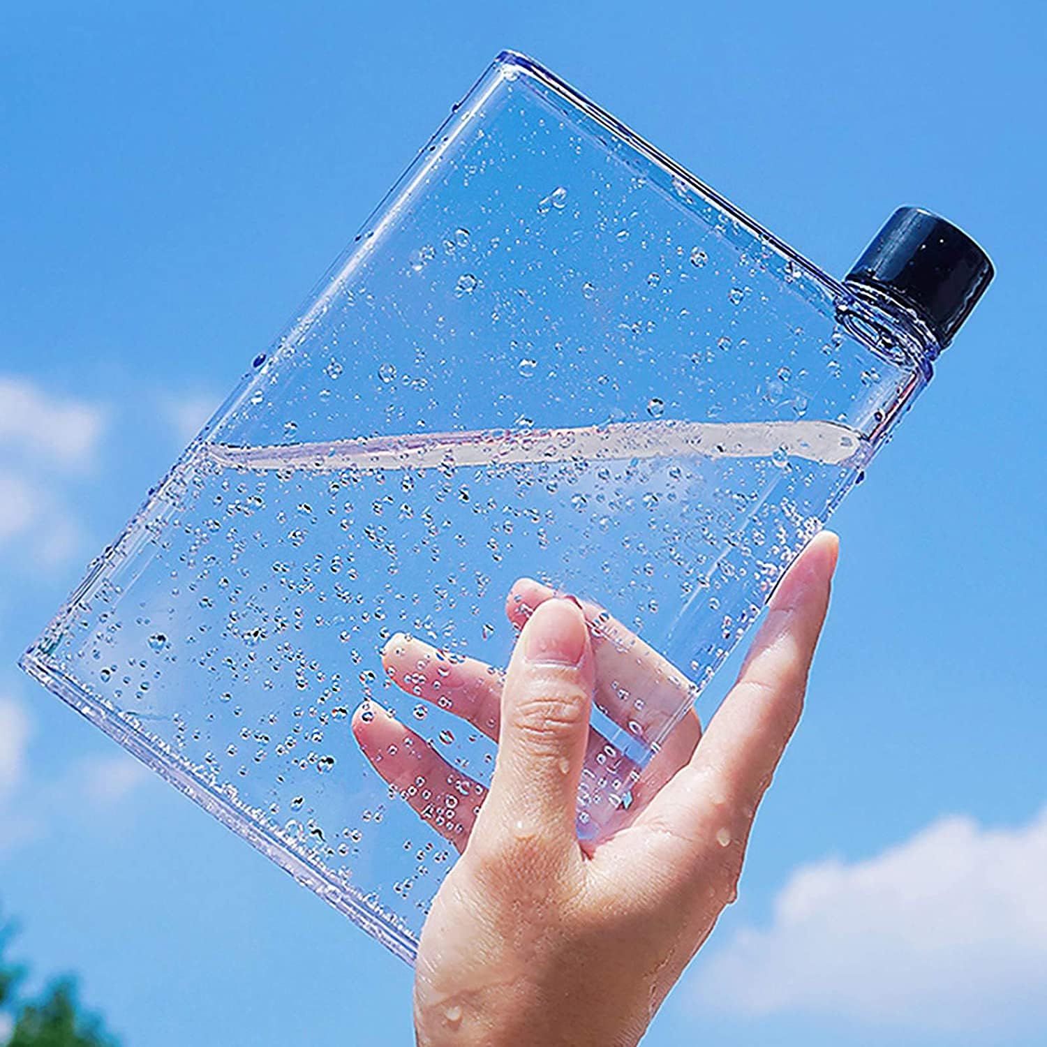 Clear Reusable Slim Flat Water Bottle 420ml - Fits in Pocket Random view 3