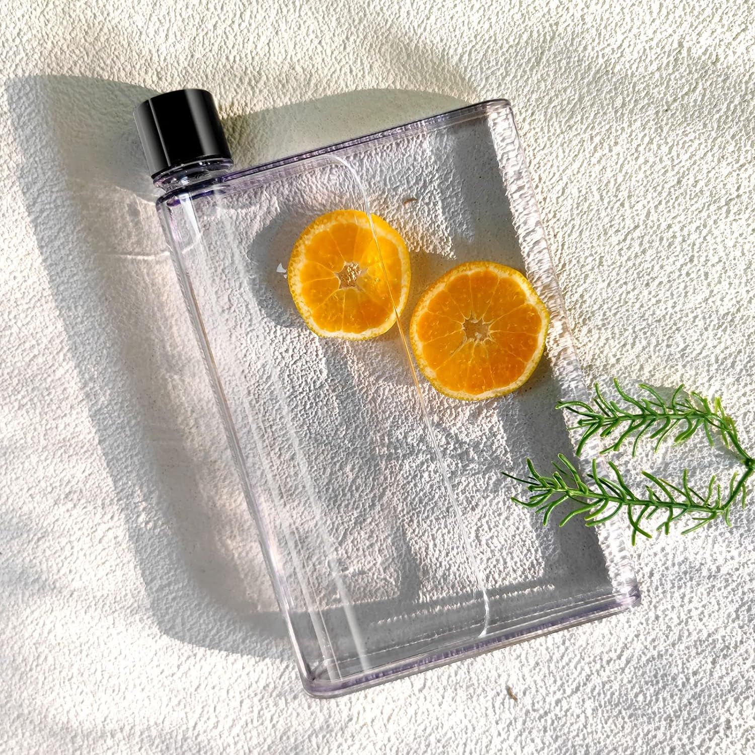 Clear Reusable Slim Flat Water Bottle 420ml - Fits in Pocket Random view 5