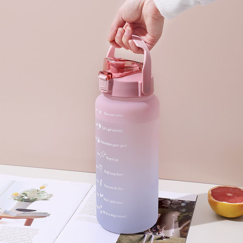 Large Motivational Water Bottle with Straw Time Marker BPA Free for Sport and view 3