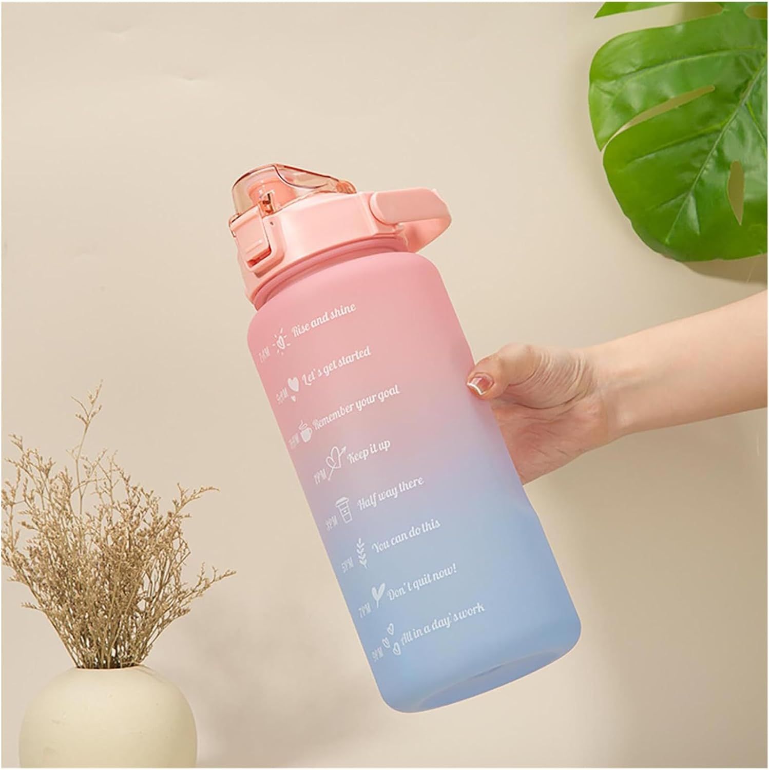 Large Motivational Water Bottle with Straw Time Marker BPA Free for Sport and view 5