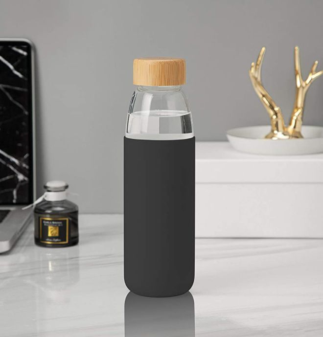 24OZ Borosilicate with Bamboo Lid view 2