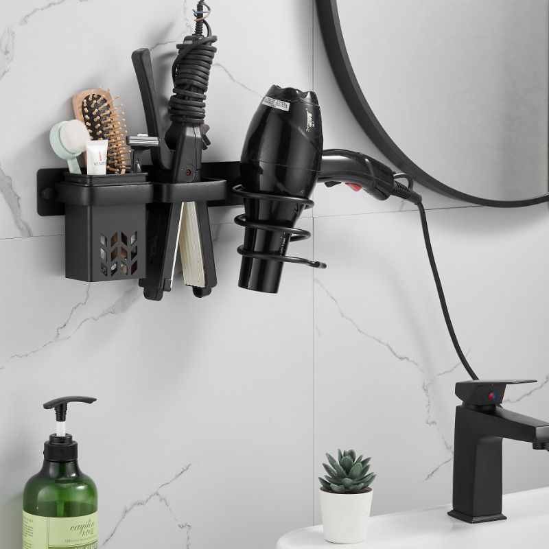 Dryer Holder Hairdryer Station Wall Mounted Spiral Shelf Bracket Stand Hanger view 2