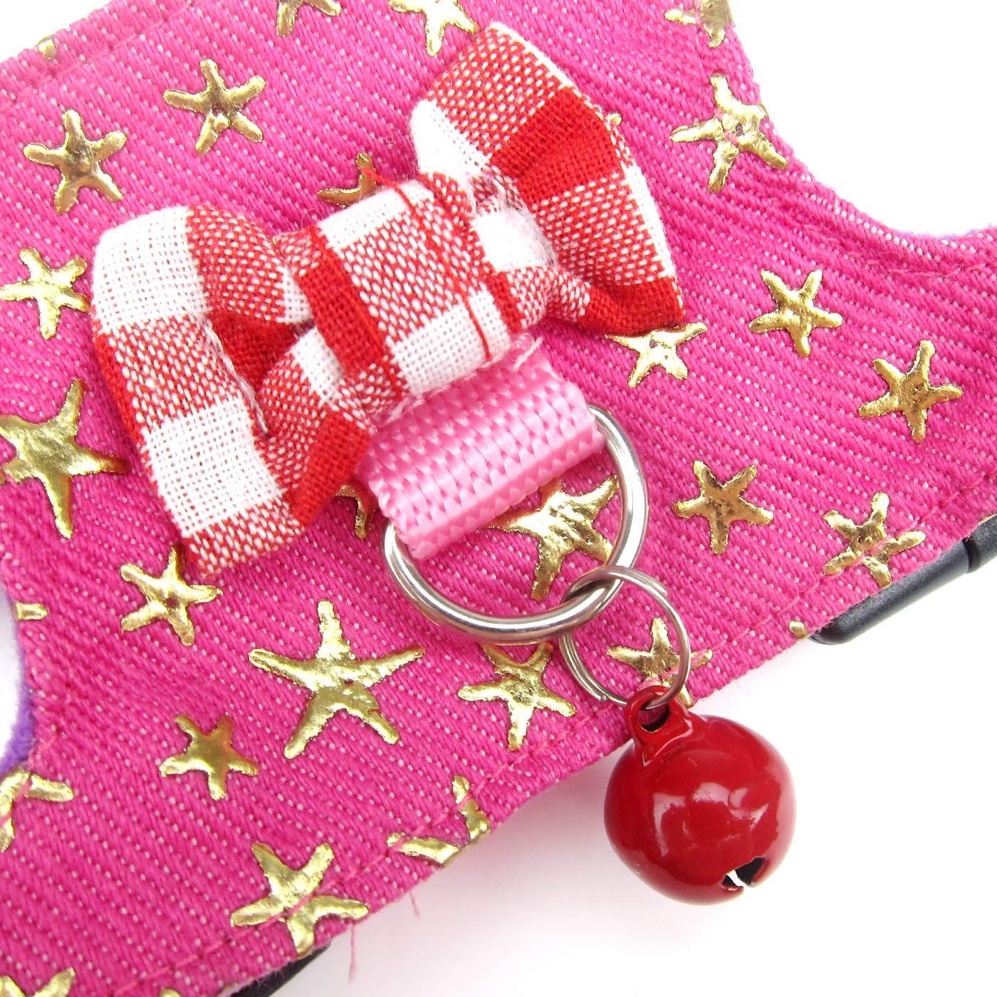 Vest and Leash Set with Bowknot and Bell Decor for Gerbil Squirrel Kitten view 4