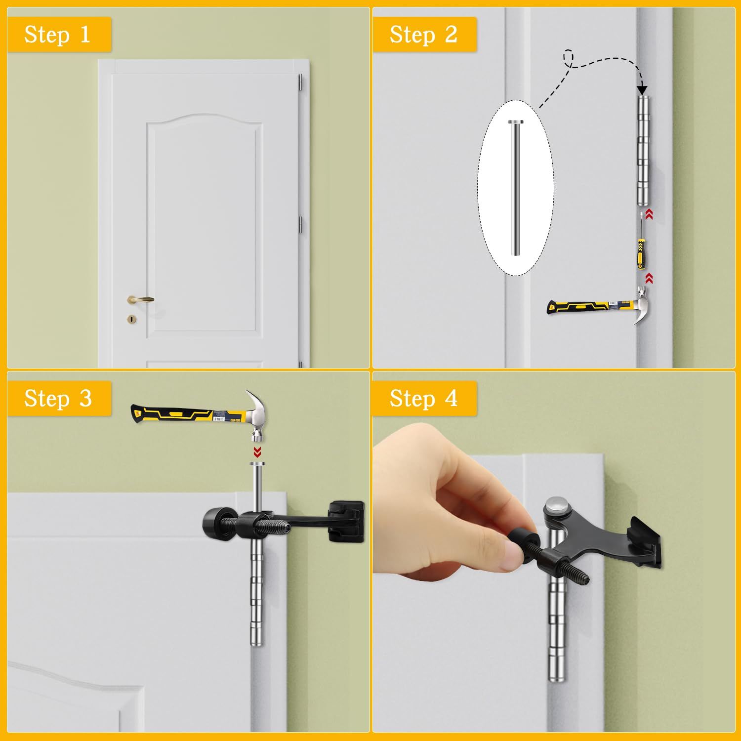 2 Pack Hinge Pin Door Stoppers for top of Door Adjustable Heavy Duty Hinge Pin view 4