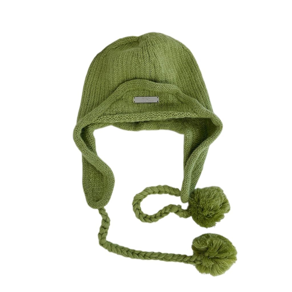 Women Knitted Hat Winter Lace Up Hat Woolen Caps Outdoor Skiing Hat for