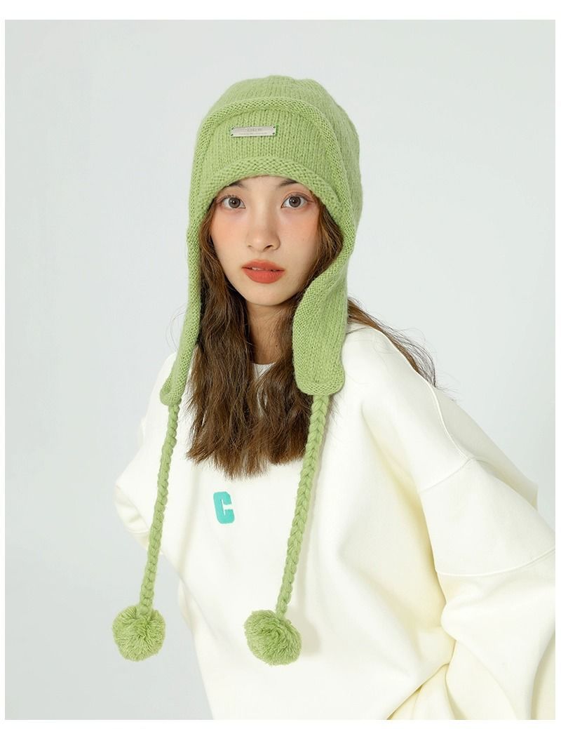 Women Knitted Hat Winter Lace Up Hat Woolen Caps Outdoor Skiing Hat for view 2