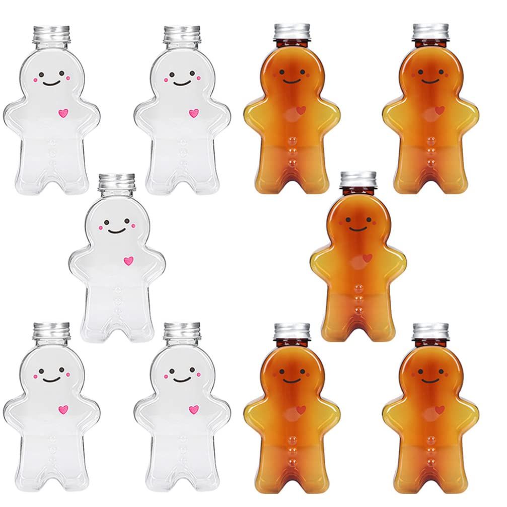 Juice Bottles 10Pcs Gingerbread Man Christmas Candy Jar Plastic Kitchen