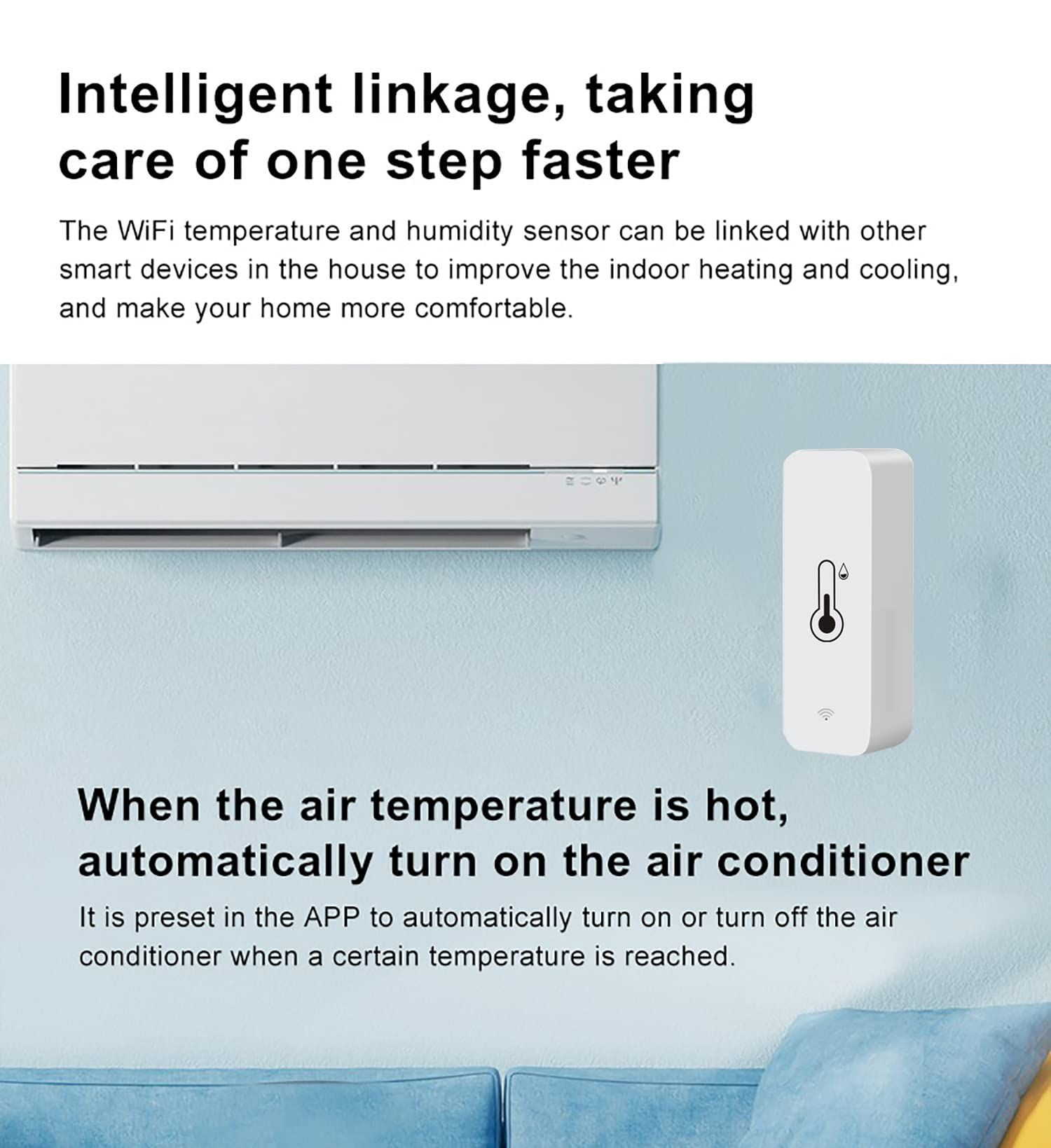 Temperature Humidity Sensor: Indoor Thermometer Hygrometer with App Alert view 4