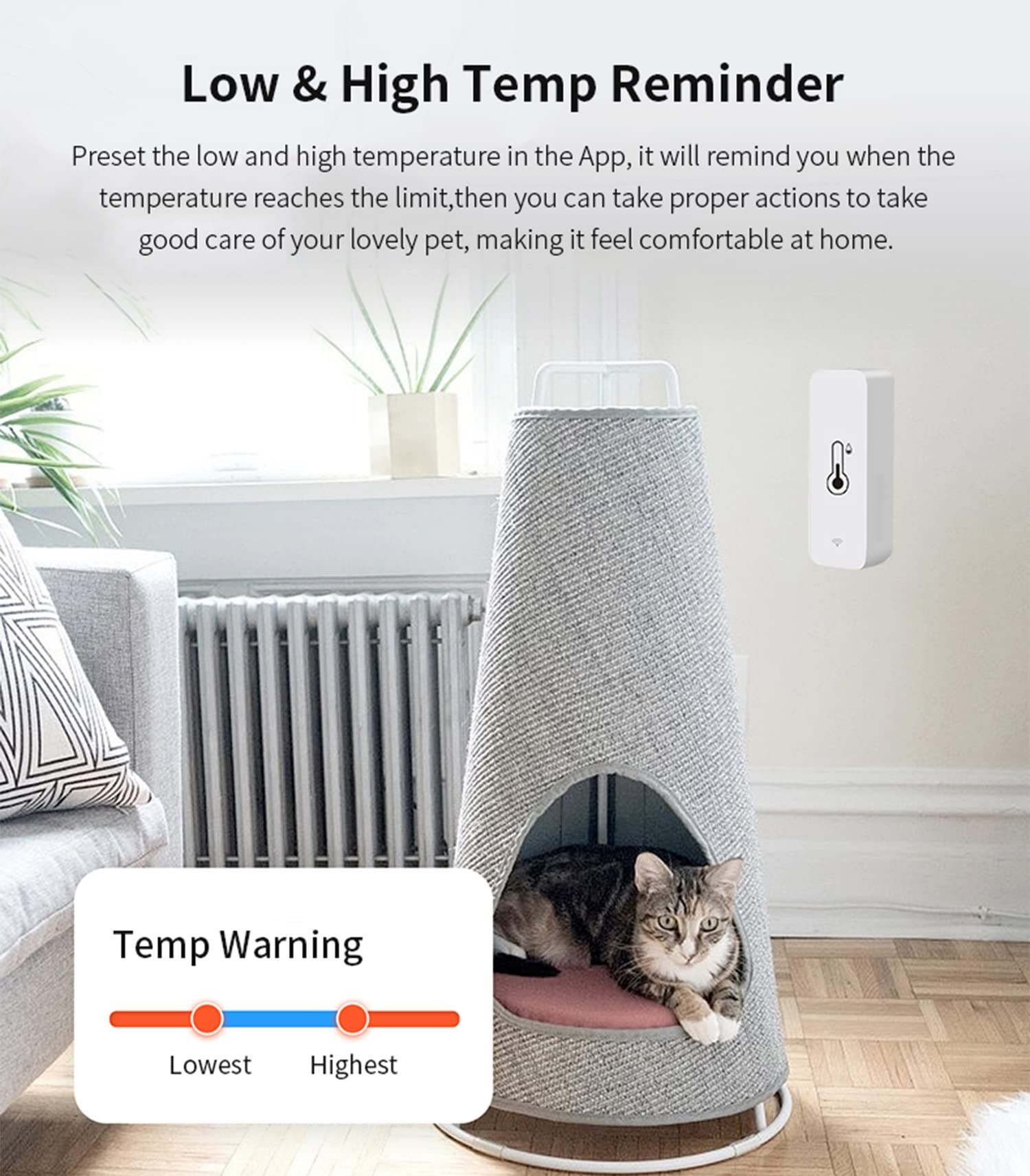 Temperature Humidity Sensor: Indoor Thermometer Hygrometer with App Alert view 5