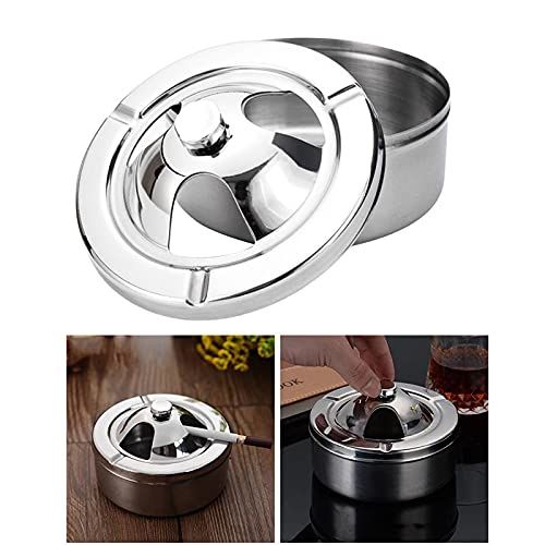 Ashtray Ash Tray 1pc Stainless Steel Ashtray with lid Spinning Lid Windproof view 5