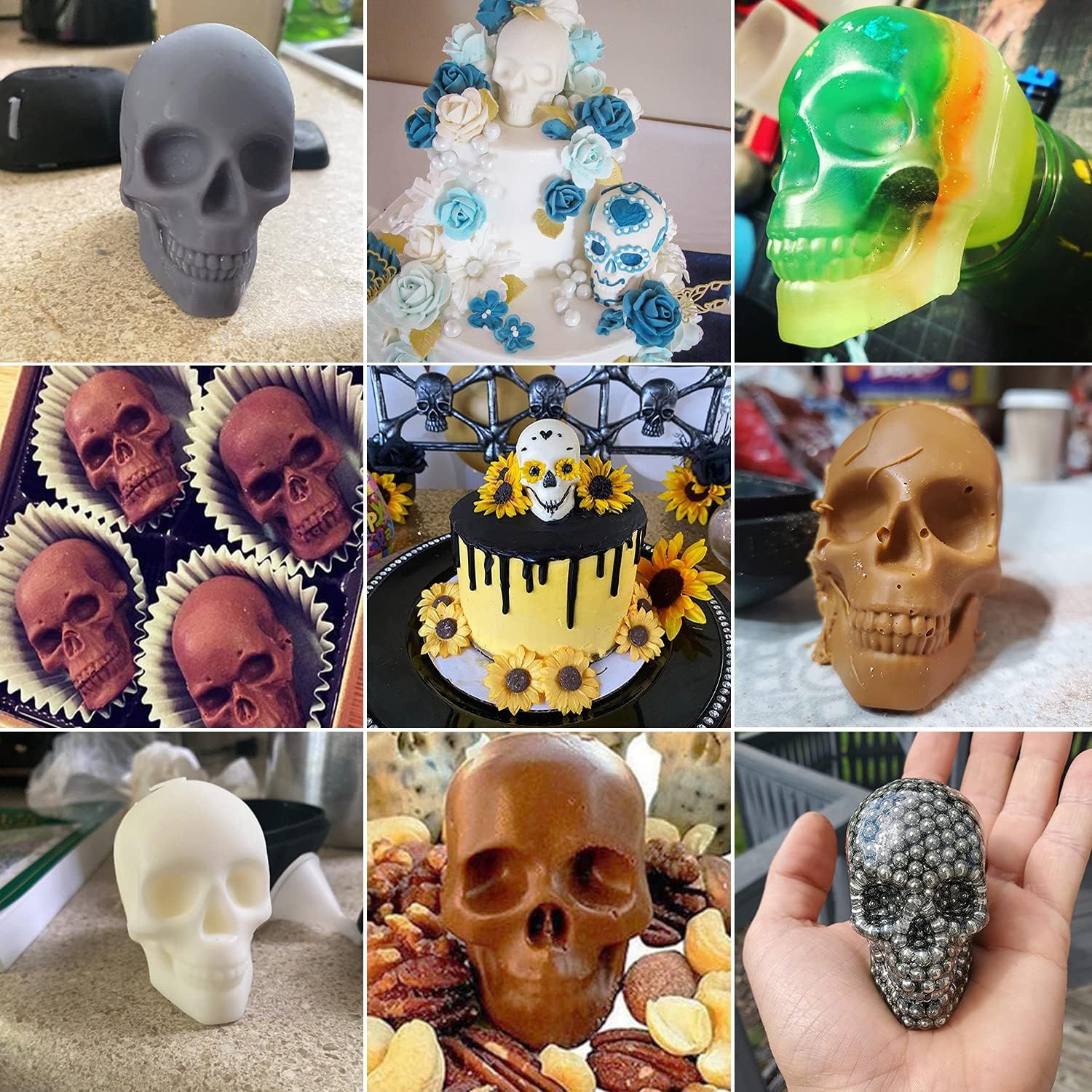Large Skull Ice Mold 4 Cavity Silicone Skull Ice Maker Skull Ice Cube Tray for view 5